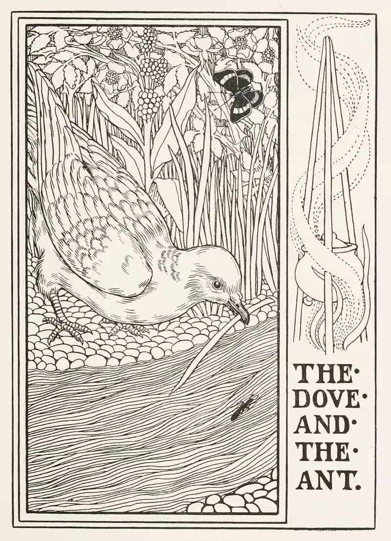 Голубь и муравей by Перси Дж. Биллингхёрст, 1900 — digital art print download