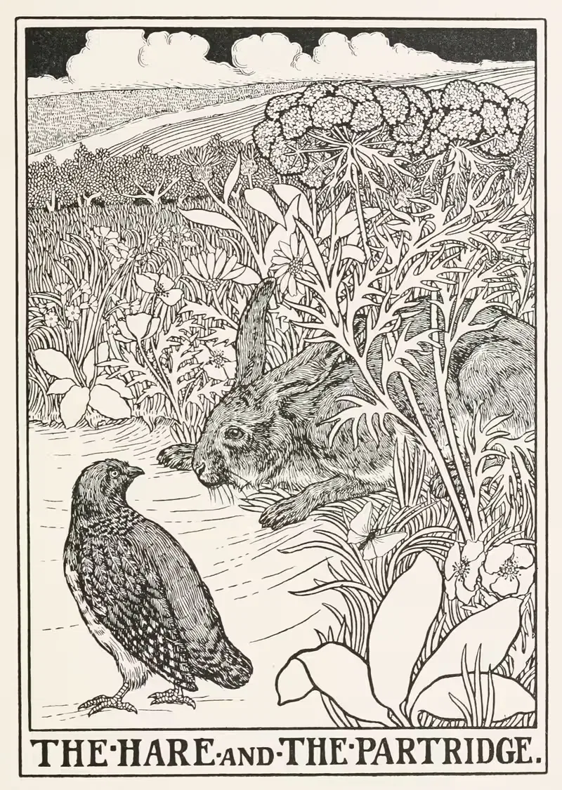 Заяц и куропатка by Перси Дж. Биллингхёрст, 1900 — digital art print download