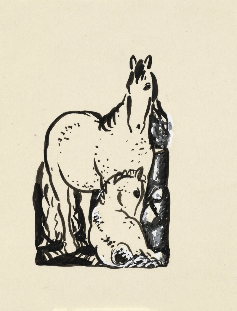 Paard en liggend veulen — Leo Gestel