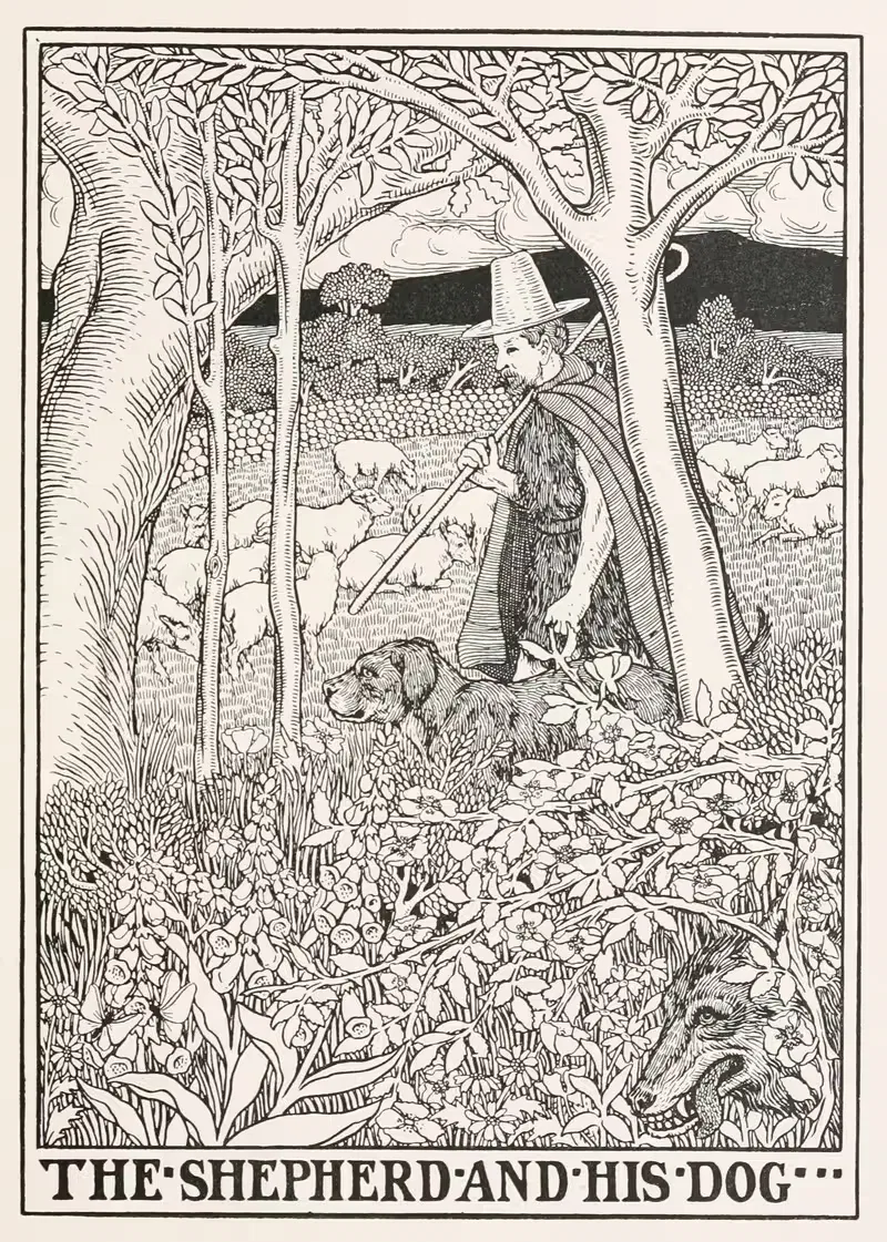 Пастух и его собака by Перси Дж. Биллингхёрст, 1900 — digital art print download