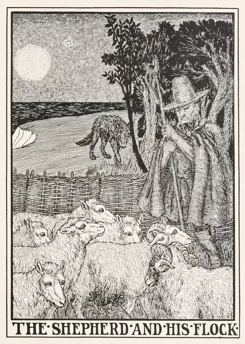 Пастух и его стадо by Перси Дж. Биллингхёрст, 1900 — digital art print download