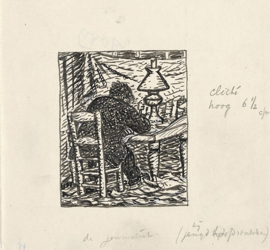 Persoon, schrijvend aan tafel — Leo Gestel