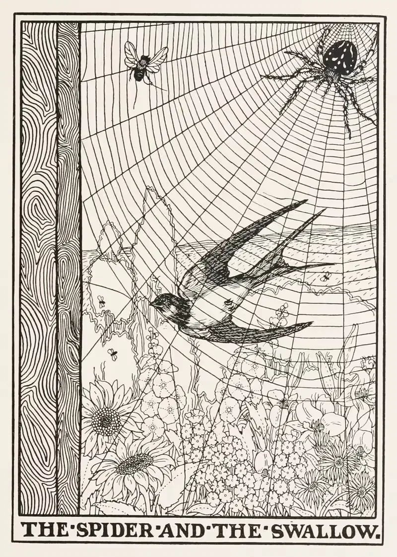 Паук и ласточка by Перси Дж. Биллингхёрст, 1900 — digital art print download