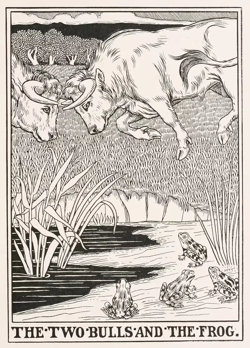 Два быка и лягушка by Перси Дж. Биллингхёрст, 1900 — digital art print download