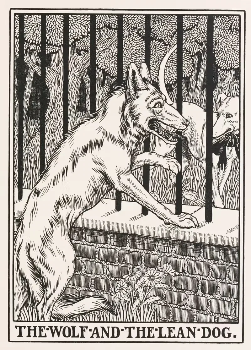 Волк и худой пес by Перси Дж. Биллингхёрст, 1900 — digital art print download