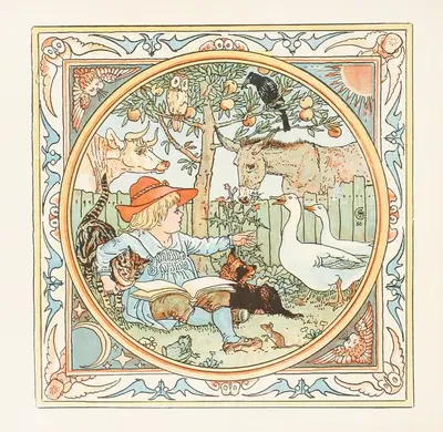 Baby's own Aesop frontispiece by Walter Crane, 1908 — digital art print download