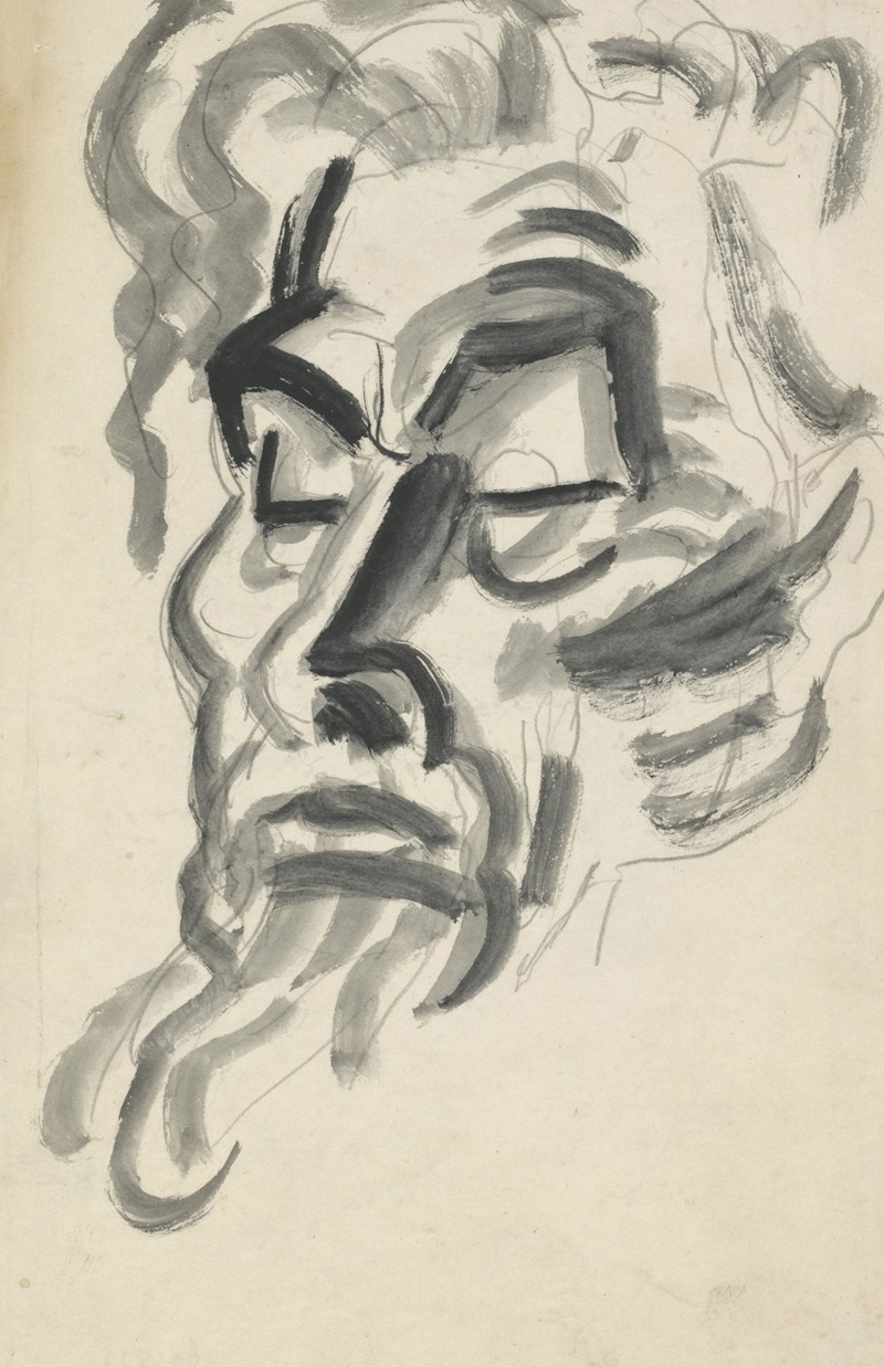 Schetsblad met portret van Jan Toorop — Leo Gestel