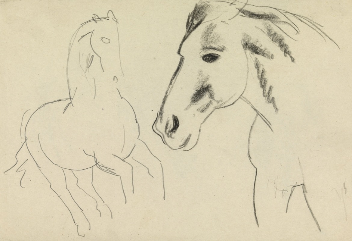 Schetsblad met studies van paarden by Лео Гестел — digital art print download