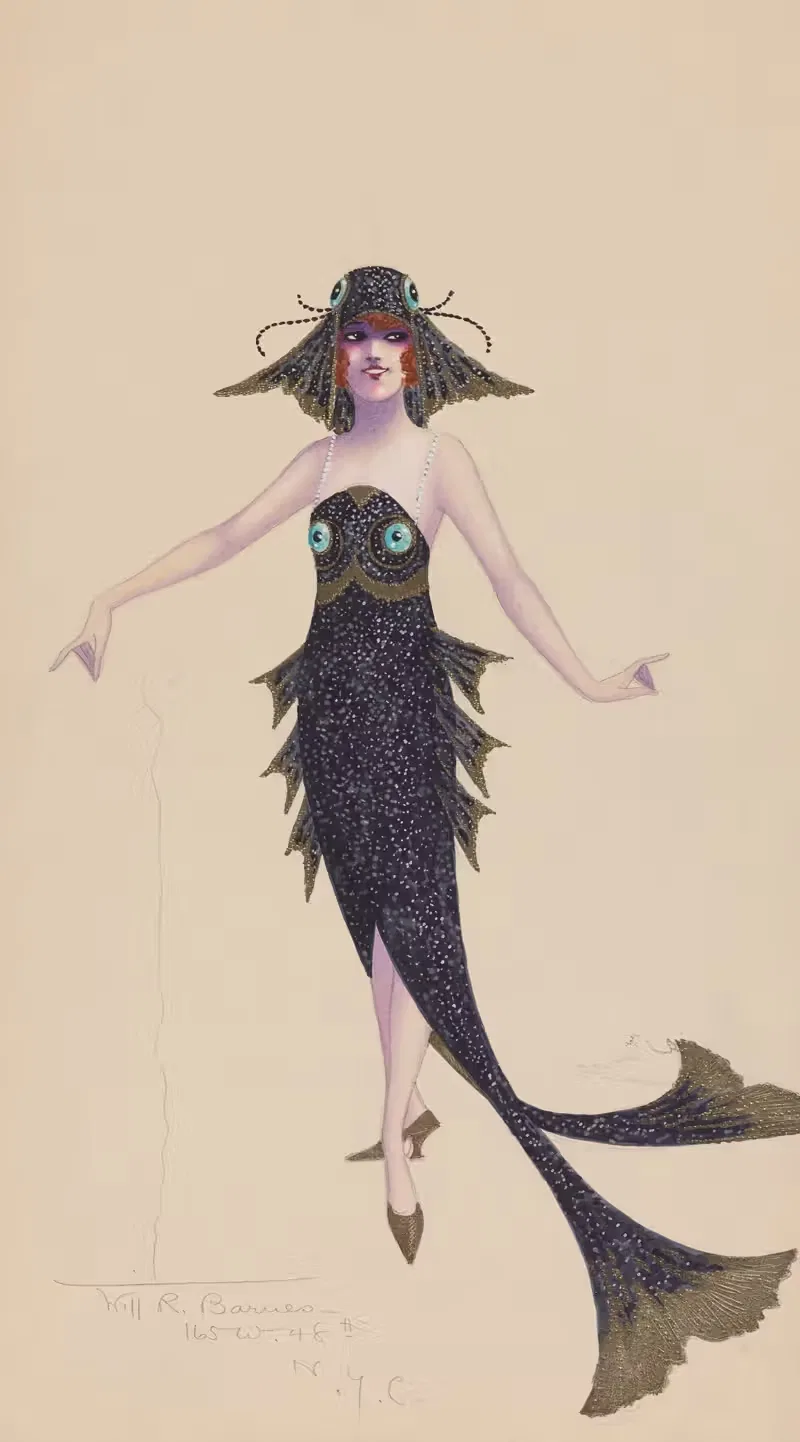 Black fish costume by Will R. Barnes, 1910 — digital art print download