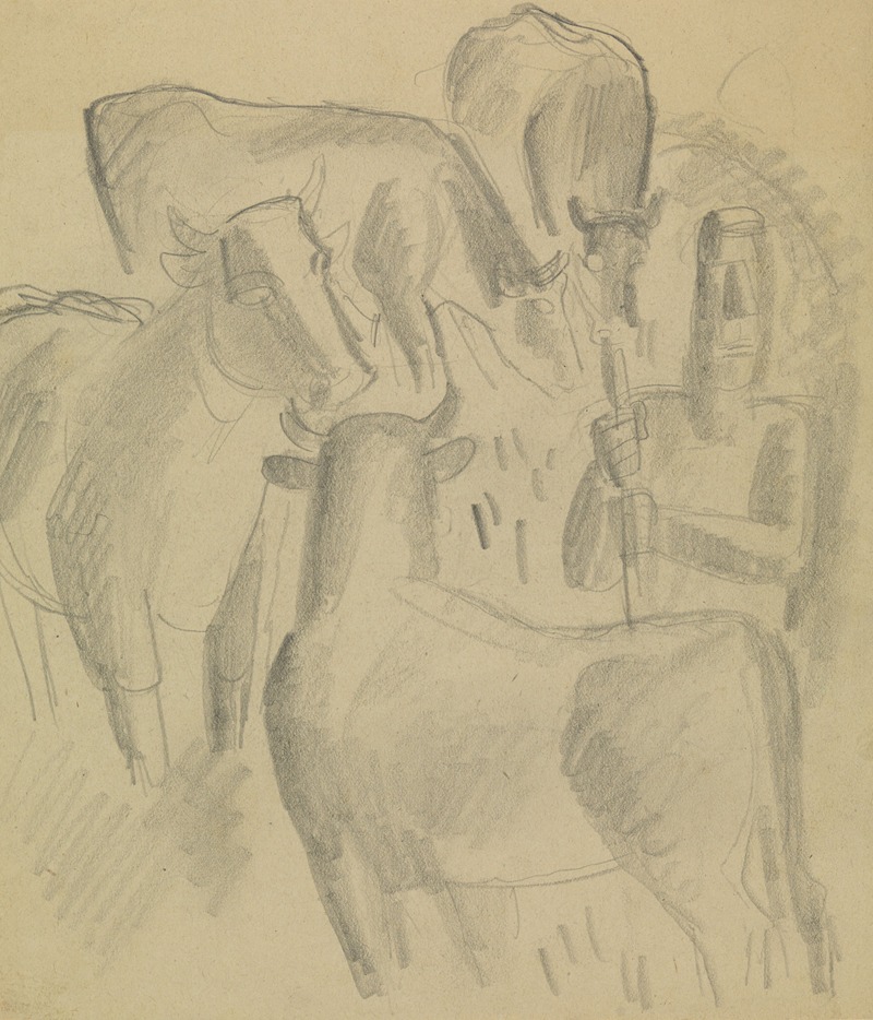 Vier koeien en een boer — Leo Gestel