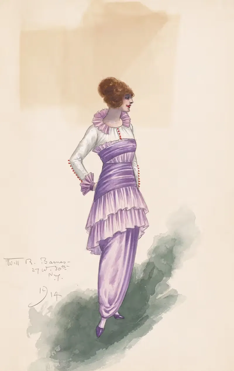 Woman's costume and fabric pieces — Will R. Barnes