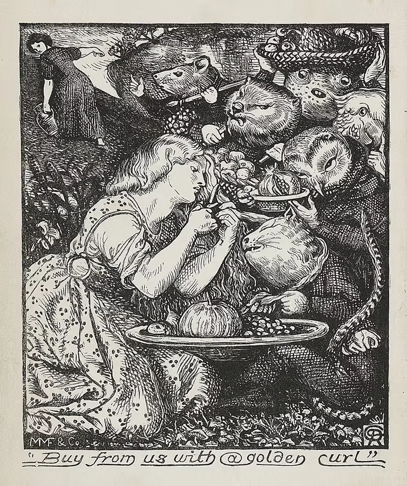 Buy from us with a golden curl — Dante Gabriel Rossetti