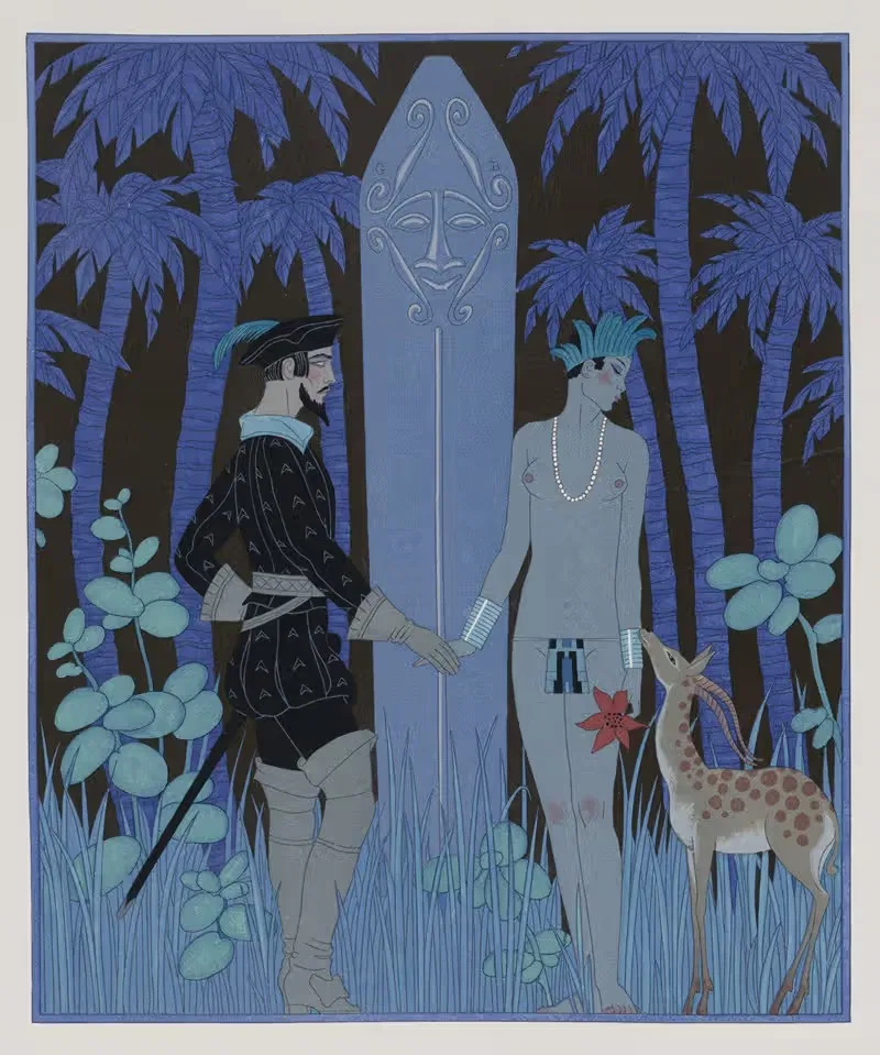 Покахонтас встречает Джона Смита by Жорж Барбье, 1929 — digital art print download