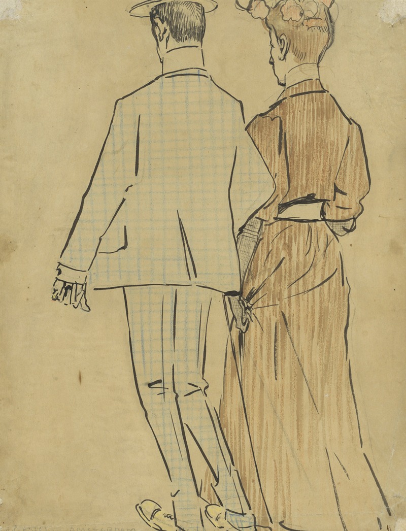 Wandelend paar, van achter gezien — Leo Gestel