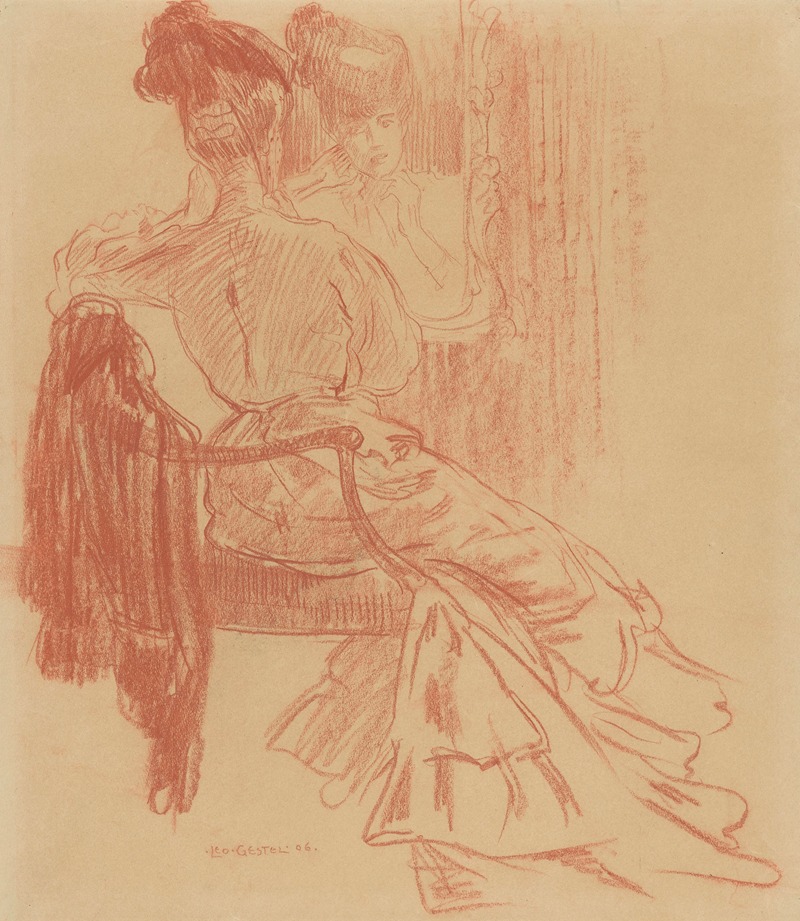 Zittende dame voor spiegel — Leo Gestel