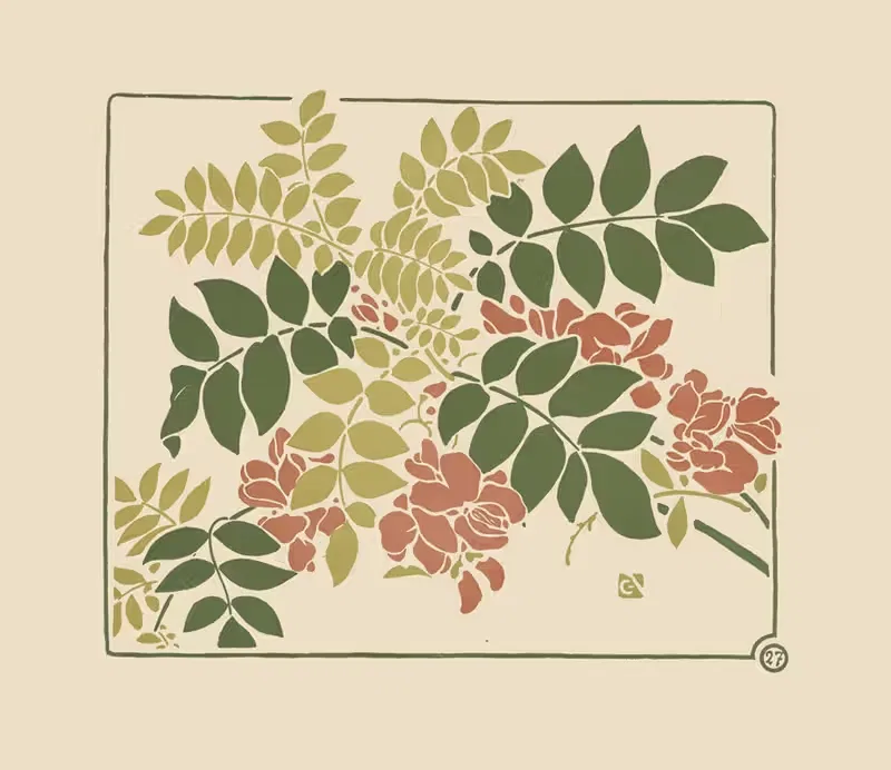 Абстрактный дизайн на основе цветущих растений by Жорж Ориоль, 1900 — digital art print download