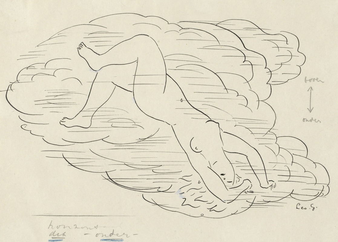 Zwemmend vrouwelijk naakt — Leo Gestel