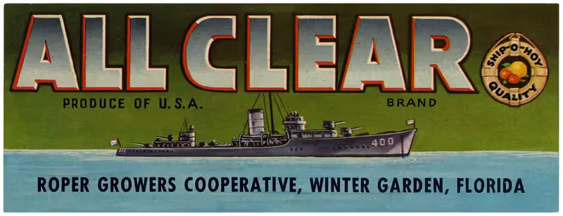 Этикетка цитрусовых Бренда All Clear by Аноним, 1930-1950 — digital art print download