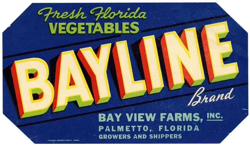 Bayline Brand Fresh Florida Vegetables Label — Anonymous