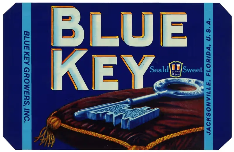 Этикетка продукции Blue Key by Аноним, 1930-1950 — digital art print download