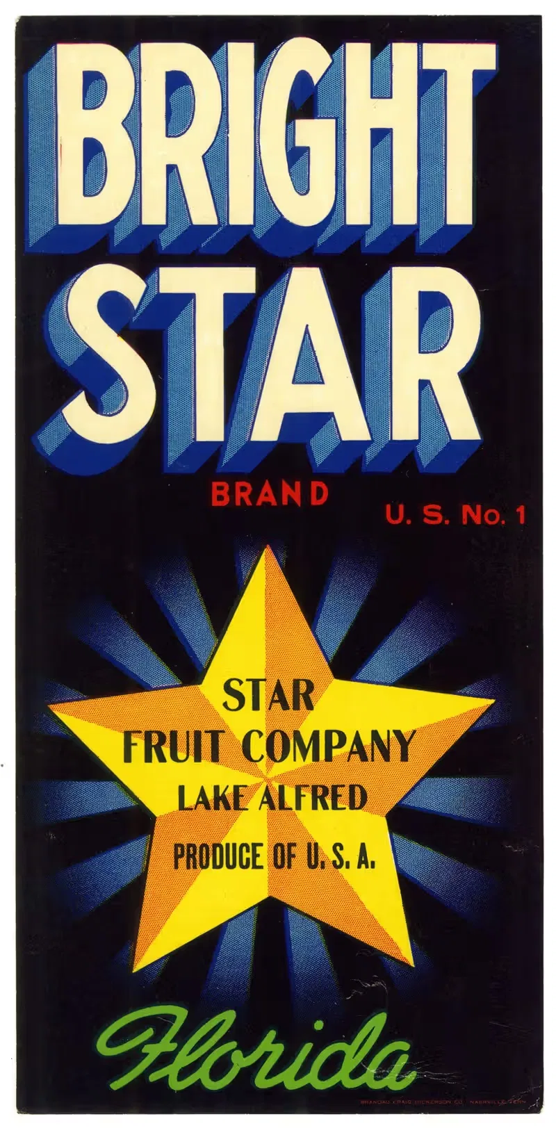 Этикетка фруктов Bright Star Brand. by Аноним, 1930-1950 — digital art print download