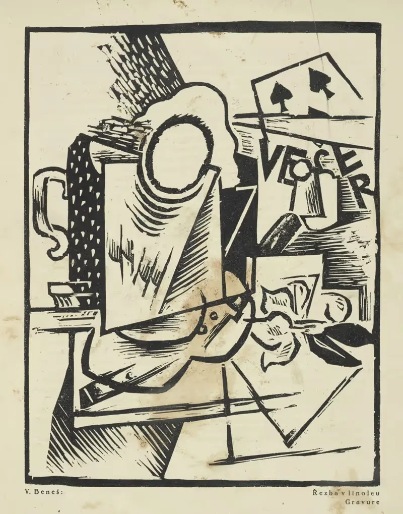 В. Бенеш; Резьба в линолеуме = Гравюра by Винценц Бенеш, 1911-1913 — digital art print download