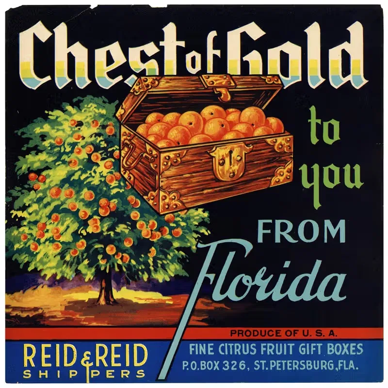 Chest of Gold Citrus Label — Anonymous