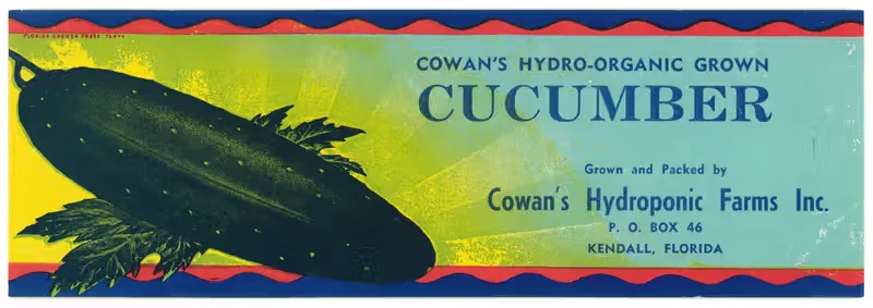 Cowan's Hydro-Organic Grown Cucumber Label — Anonymous