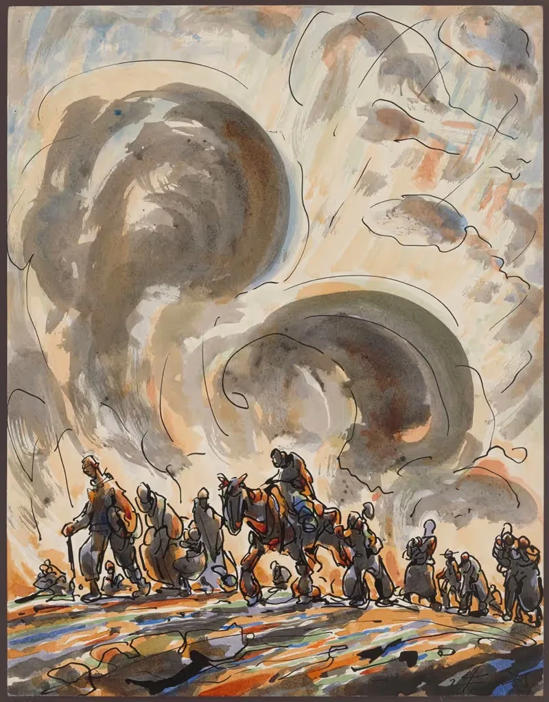 Figures in a Landscape by Alfred Ost, 1924 — digital art print download