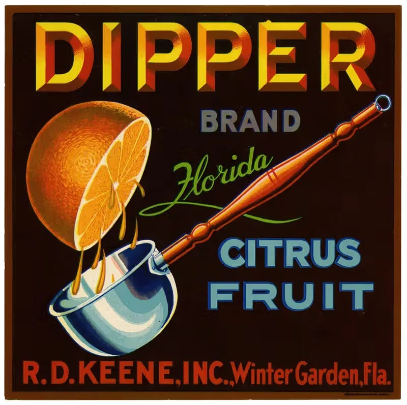 Этикетка цитрусовых фруктов Dipper Brand Florida by Аноним — digital art print download