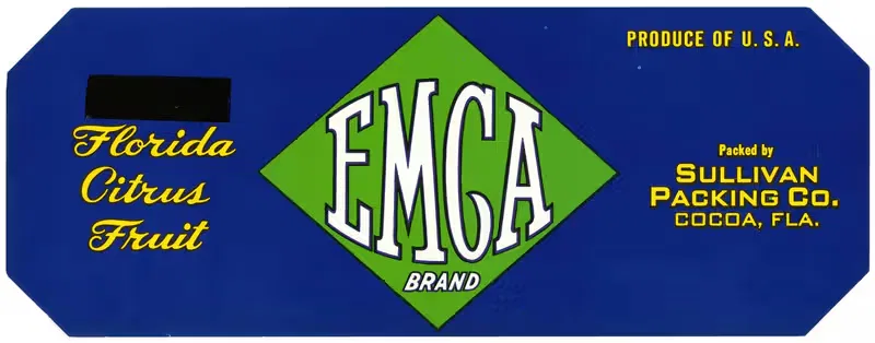 Этикетка цитрусовых фруктов EMCA Brand Florida by Аноним, 1930-1950 — digital art print download