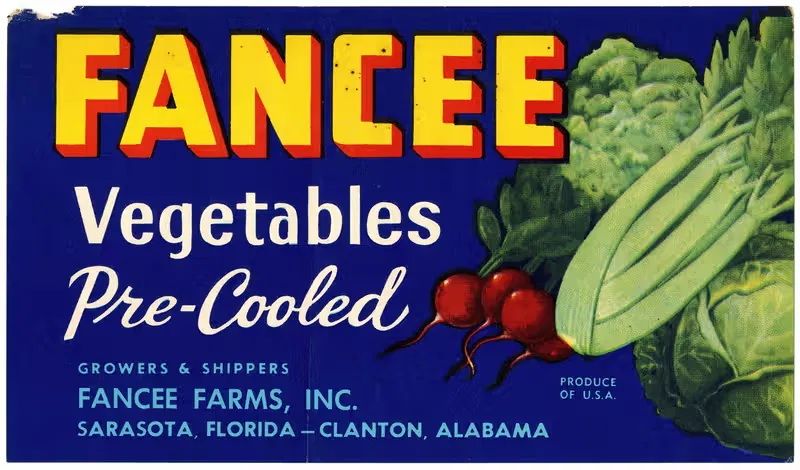 Fancee Vegetables Label by Anonymous, 1930-1950 — digital art print download