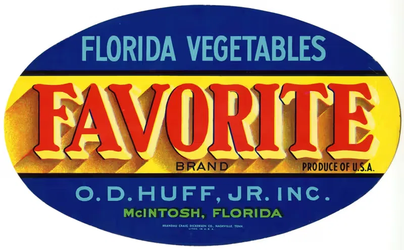 Этикетка овощей Favorite Brand Florida — Аноним