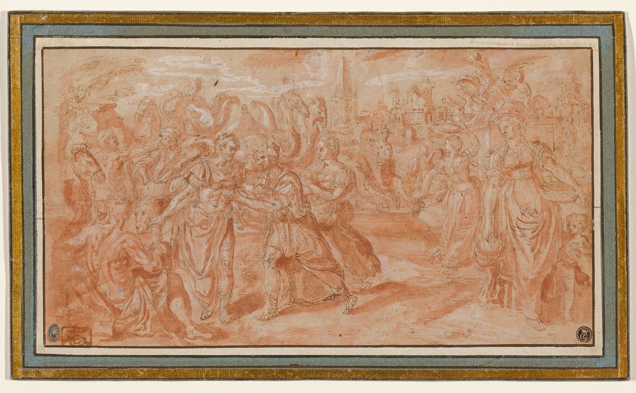 Laban and Rebecca Receiving Eliezer — Maerten De Vos