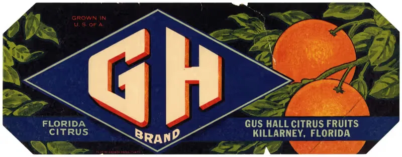 Этикетка цитрусовых GH Brand Florida by Аноним, 1930-1950 — digital art print download