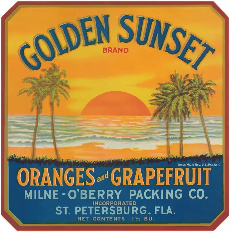 Golden Sunset Brand Oranges and Grapefruit Label — Anonymous