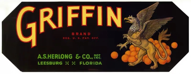 Этикетка цитрусовых Griffin Brand by Аноним, 1930-1950 — digital art print download