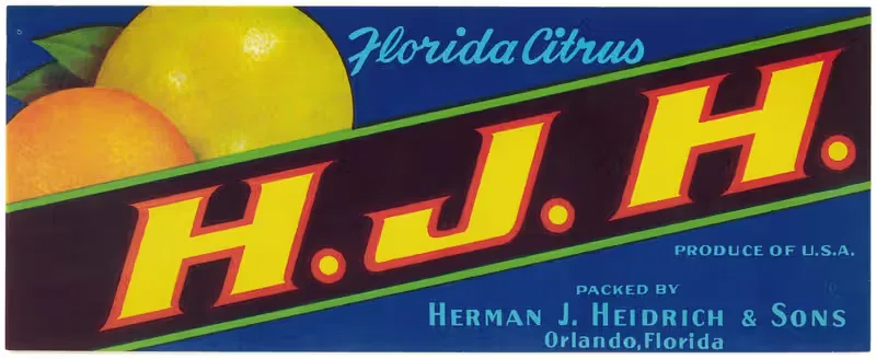 Этикетка H.J.H. Citrus by Аноним, 1930-1950 — digital art print download