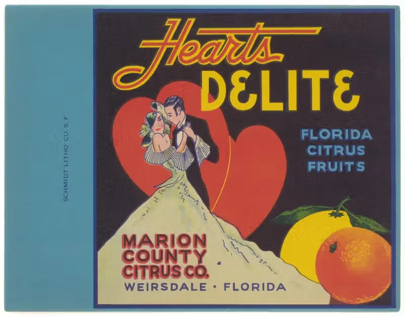 Этикетка цитрусовых фруктов Hearts Delite Florida — Аноним