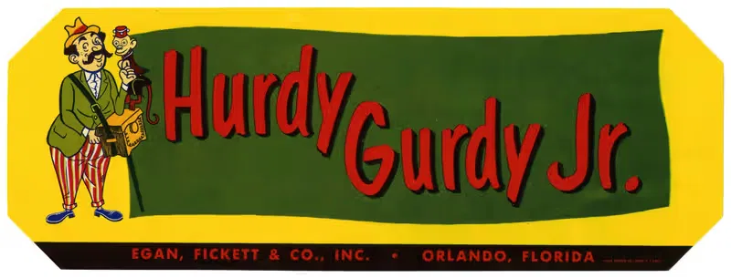 Этикетка продукции Hurdy Gurdy Jr. — Аноним