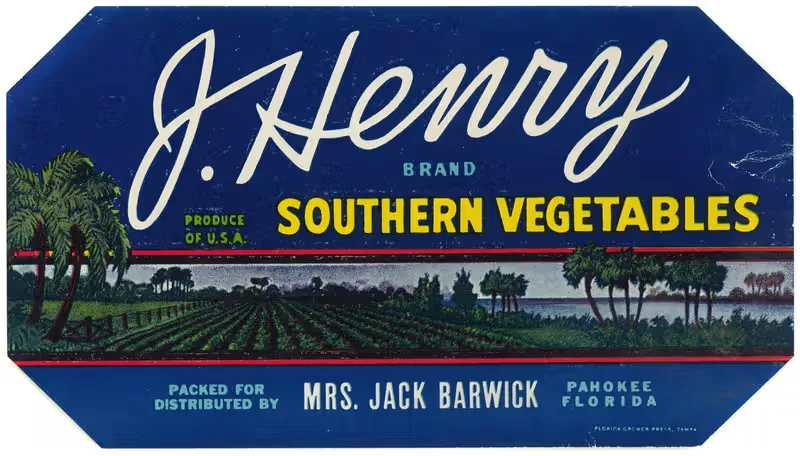 J. Henry Brand Southern Vegetables Label — Anonymous