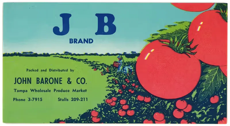 Этикетка томатов JB Brand by Аноним, 1930-1950 — digital art print download