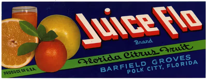 Juice Flo Brand Florida Citrus Fruit Label — Anonymous