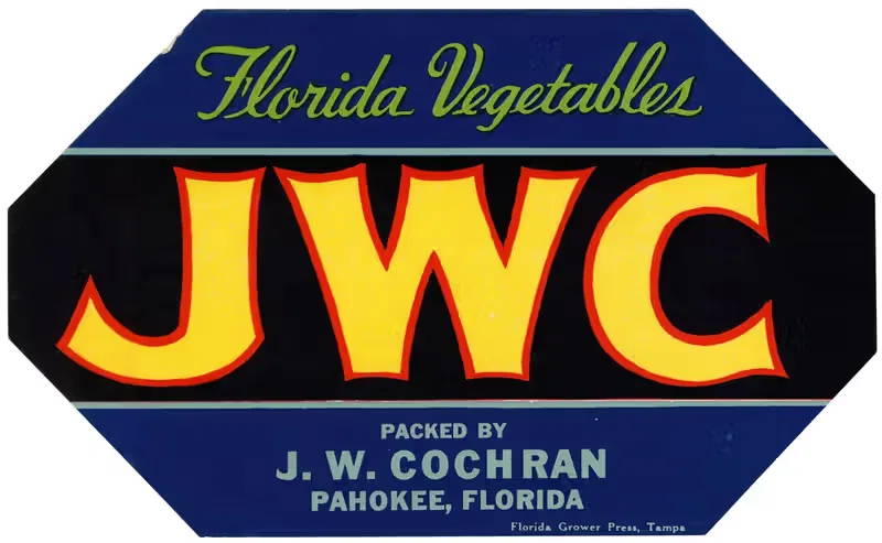 Этикетка овощей Флориды JWC by Аноним, 1930-1950 — digital art print download