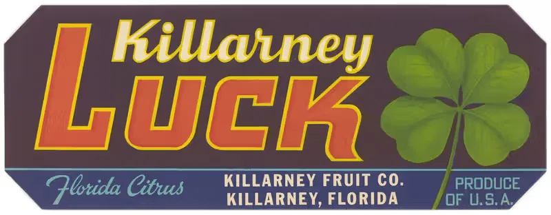 Killarney Luck Florida Citrus Label by Anonymous, 1930-1950 — digital art print download