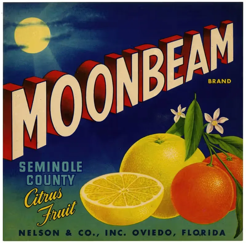 Этикетка цитрусовых Moonbeam Brand by Аноним — digital art print download