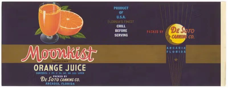 Moonkist Unsweetened Orange Juice Can Label — Anonymous