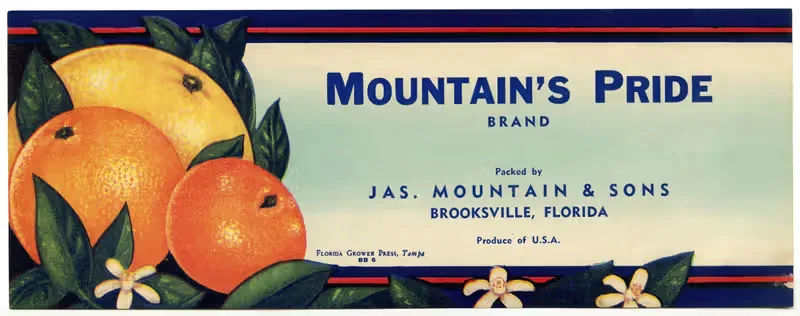Этикетка цитрусовых бренда Mountain's Pride by Аноним, 1930-1950 — digital art print download