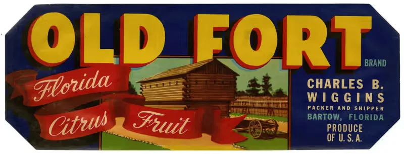 Old Fort Brand Florida Citrus Fruit Label — Anonymous