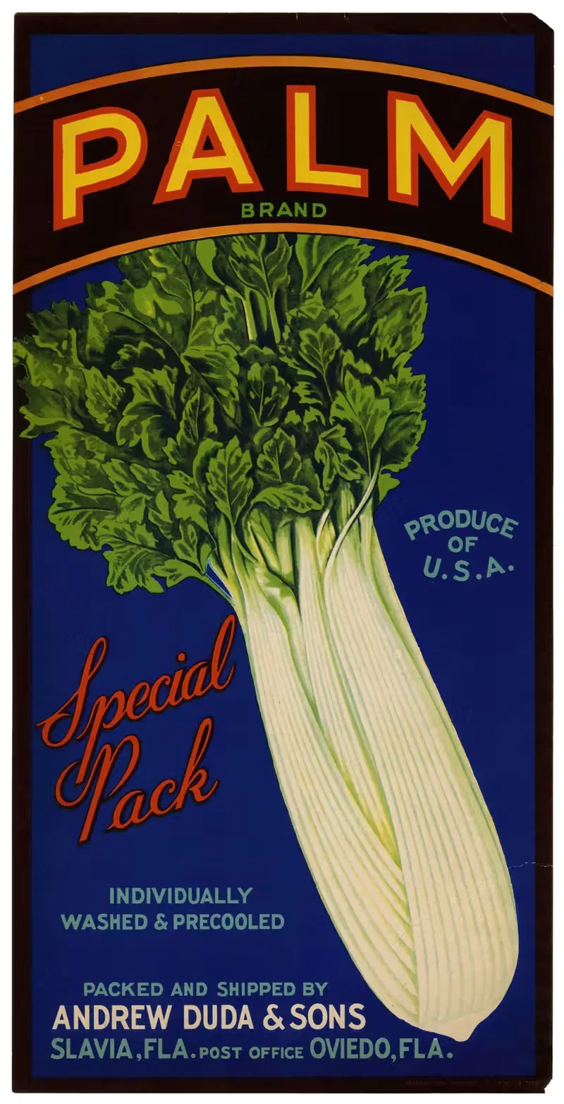 Palm Brand Celery Label by Anonymous, 1930-1950 — digital art print download